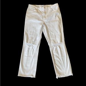 Vervet Optic White - High Rise Cropped Raw Hem Straight Jeans